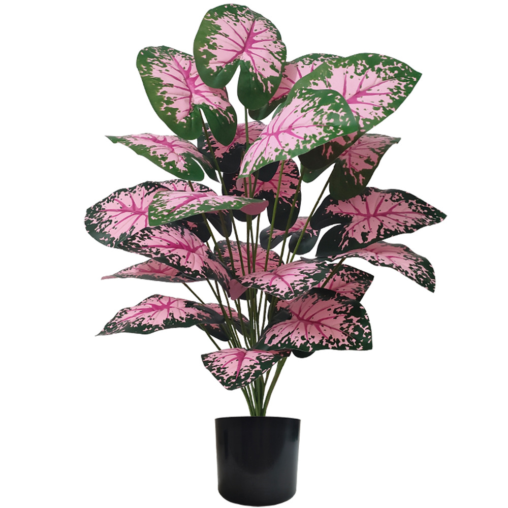 Terracotta Pot - Pink Leaf Potted Plants Fake Artificial