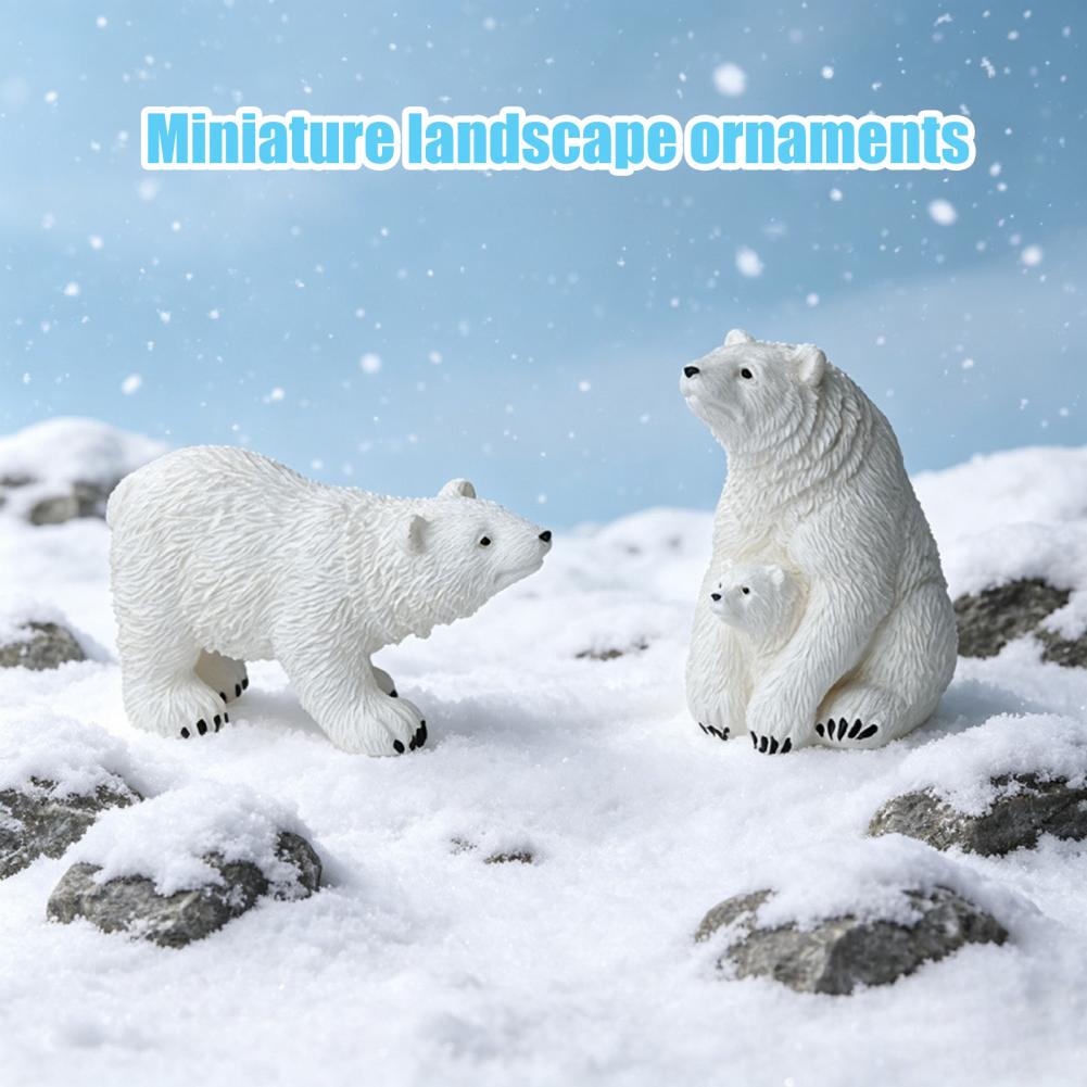 Succulent Set - Miniature Polar Bear Figurines Micro Landscape