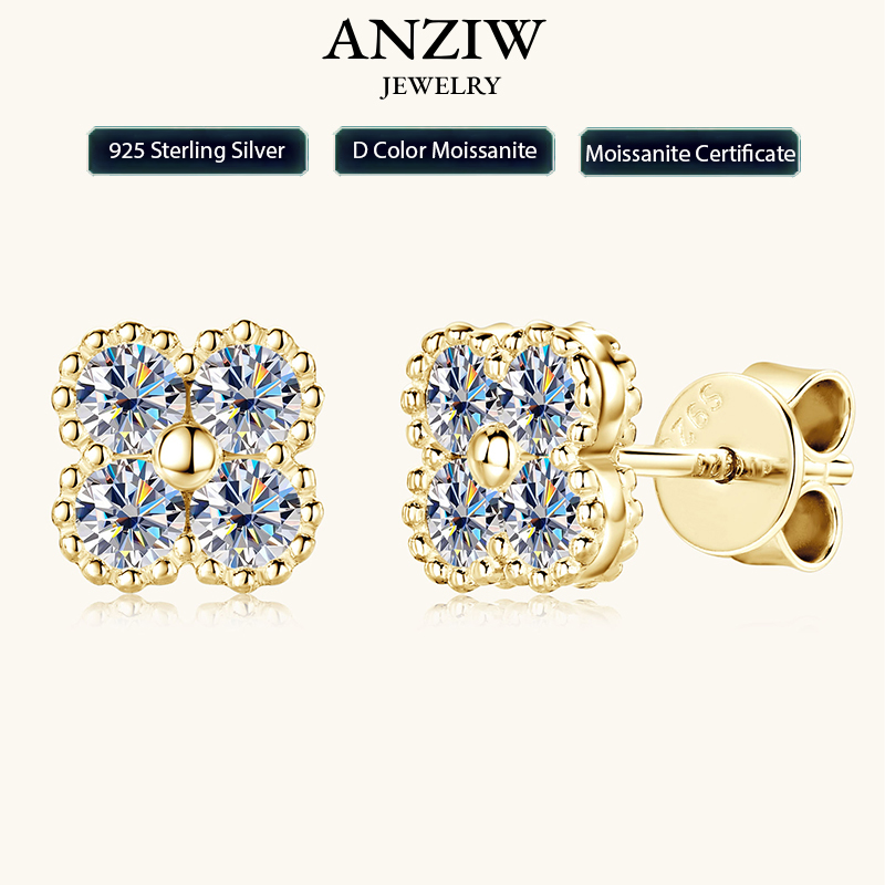 Plant Support Stake - 2025 Trendy Four Clover Moissanite Stud