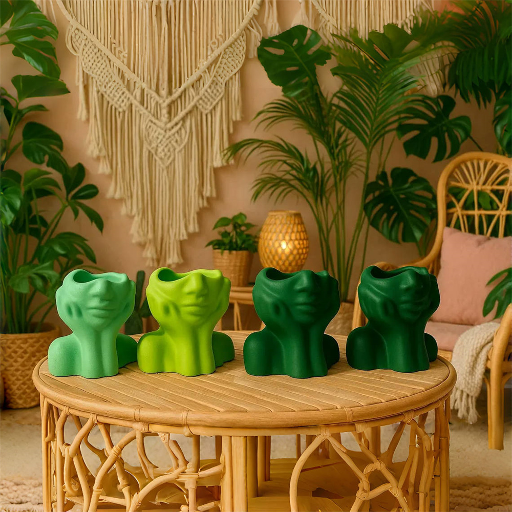 Abstract Face Planter Pot Sili - Succulent Set ulasan dan harga