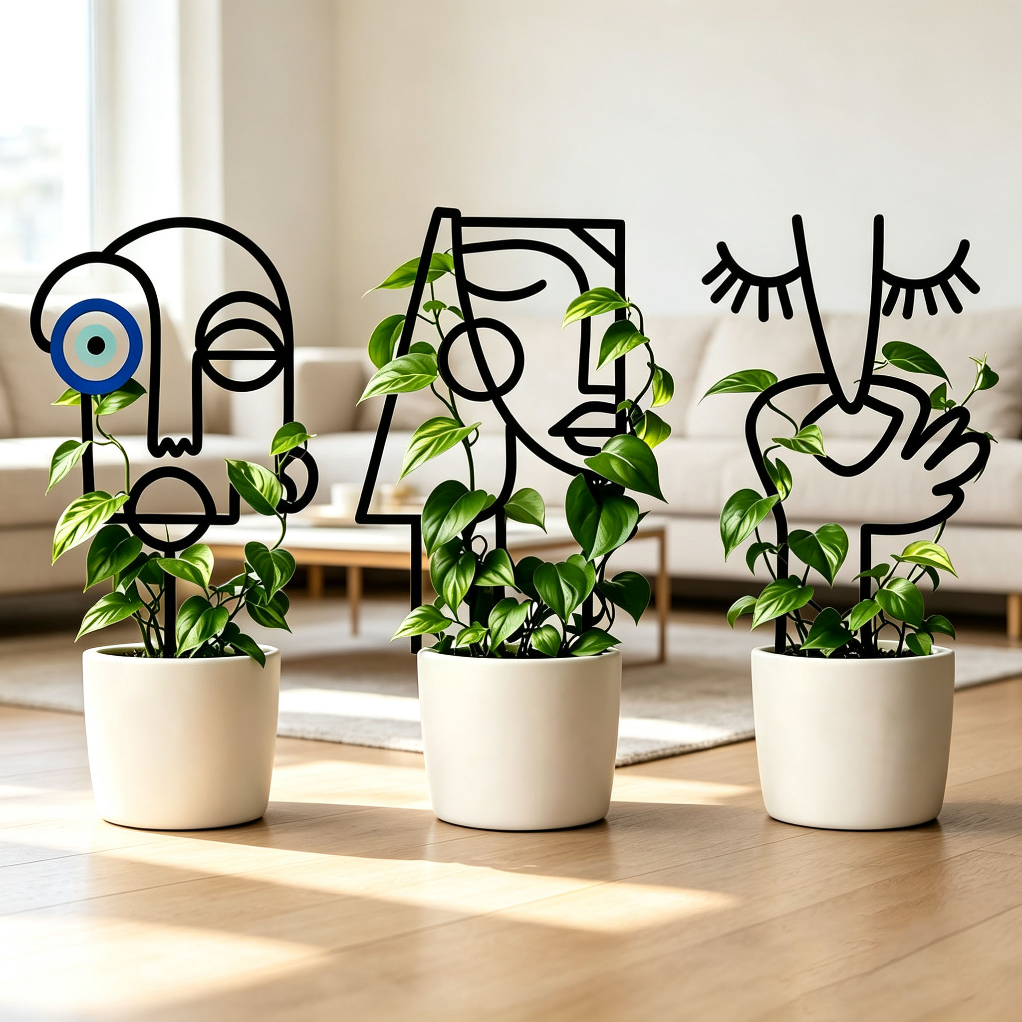 Unique Human Face Shaped Metal - Plant Support Stake ulasan dan harga