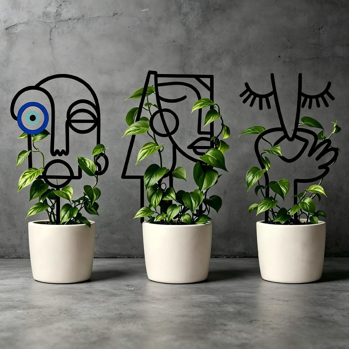 Unique Human Face Shaped Metal - Plant Support Stake ulasan dan harga