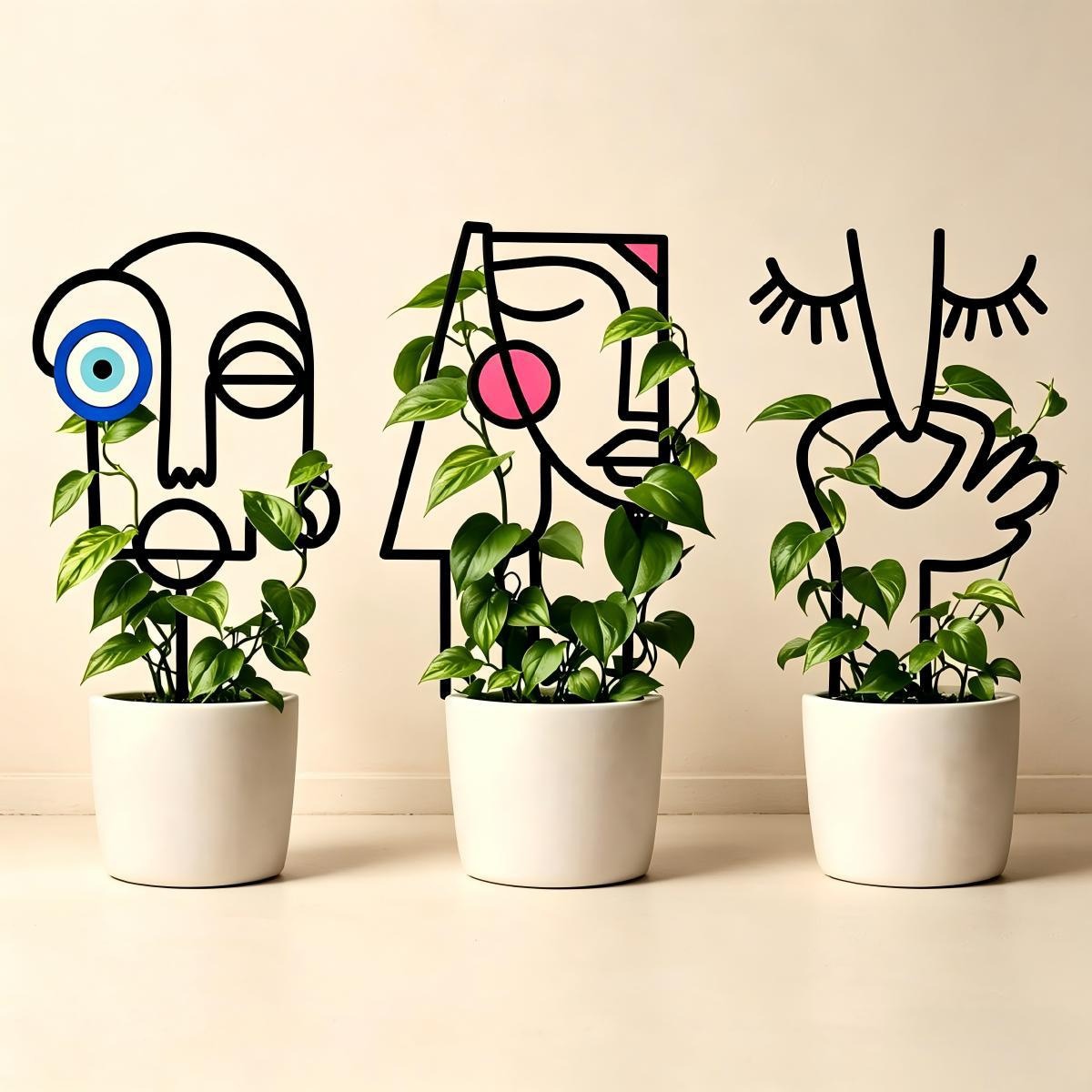 Unique Human Face Shaped Metal - Plant Support Stake ulasan dan harga