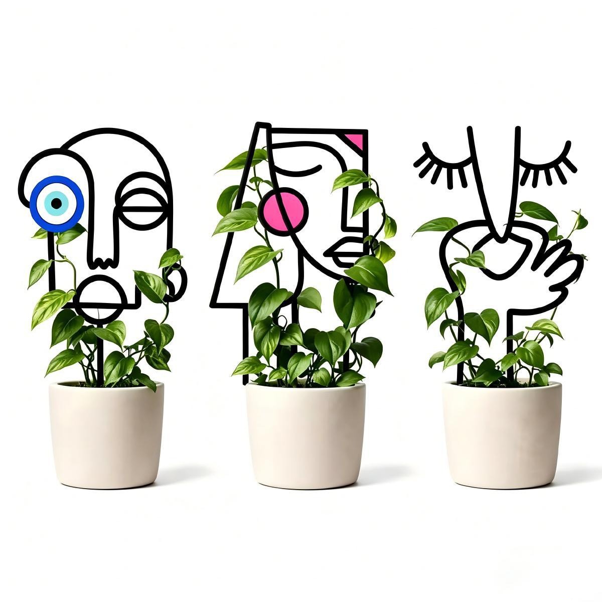 Unique Human Face Shaped Metal - Plant Support Stake ulasan dan harga