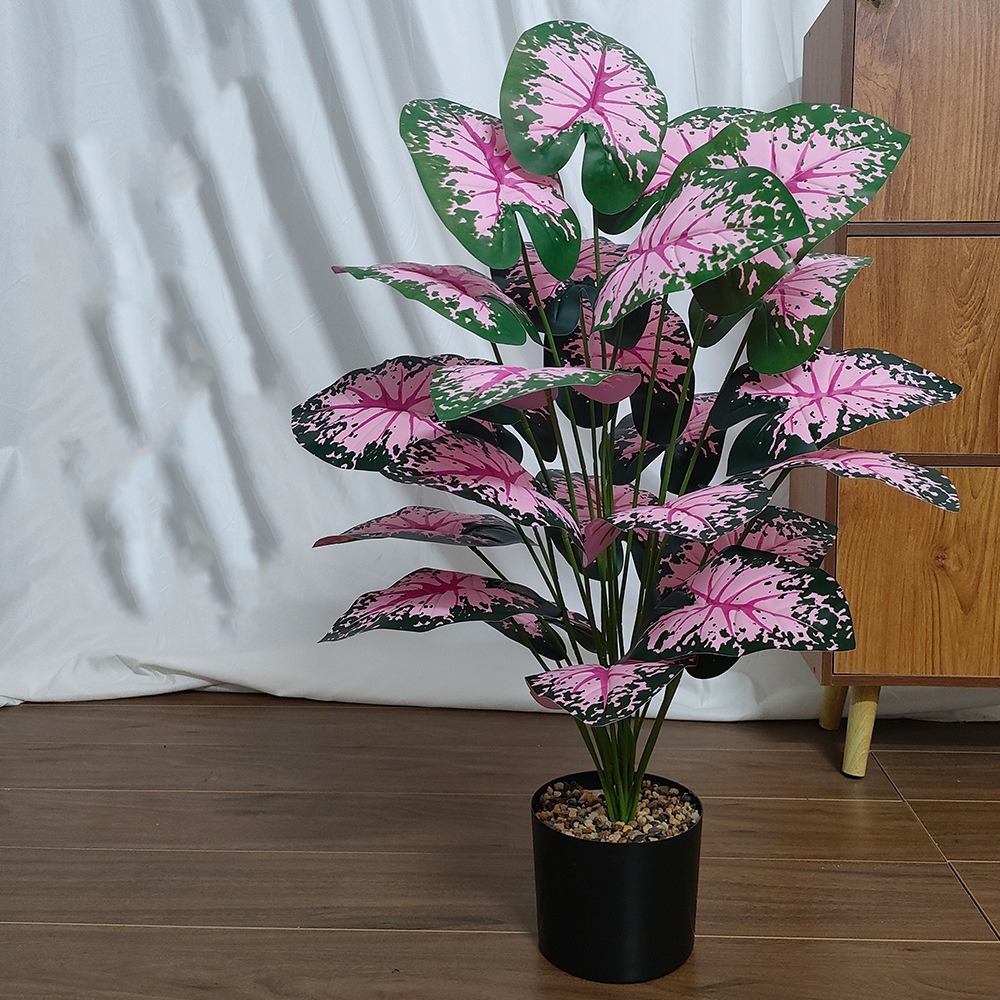 Pink Leaf Potted Plants Fake A - Terracotta Pot ulasan dan harga