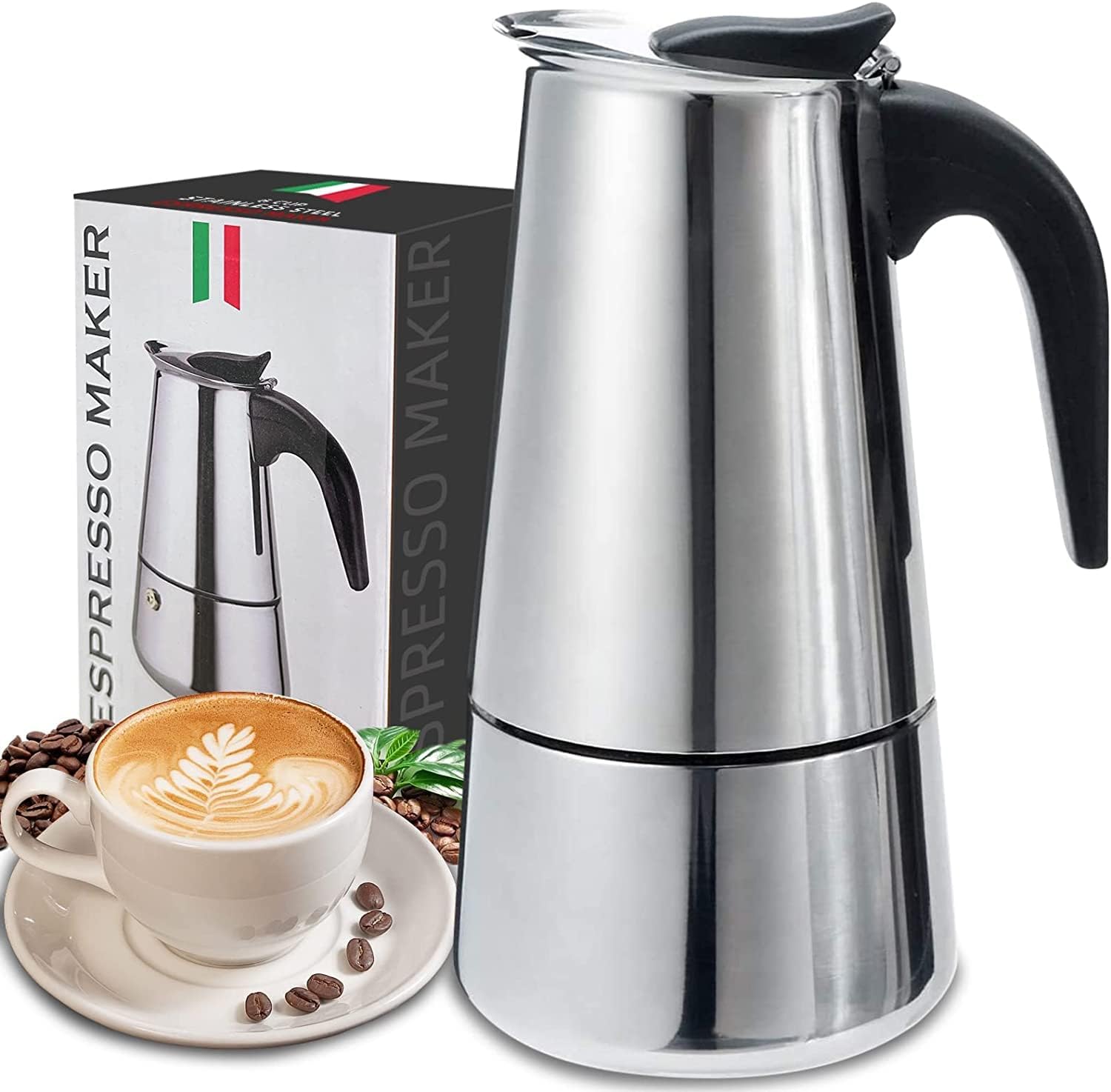 4/6/9 Cups Moka Pot Caffe Mach - Pothos ulasan dan harga