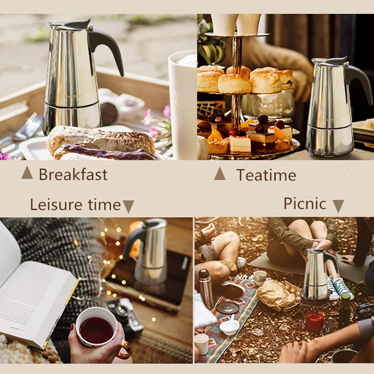 4/6/9 Cups Moka Pot Caffe Mach - Pothos ulasan dan harga
